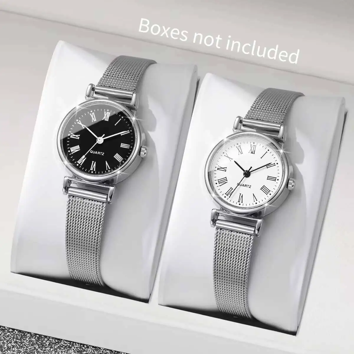 Stainless Mesh Band - 1/2 個ファッション女性用腕時計カジュアルローマダイヤルメッシュバンドクォーツ腕時計リロイムジェ（箱なし）