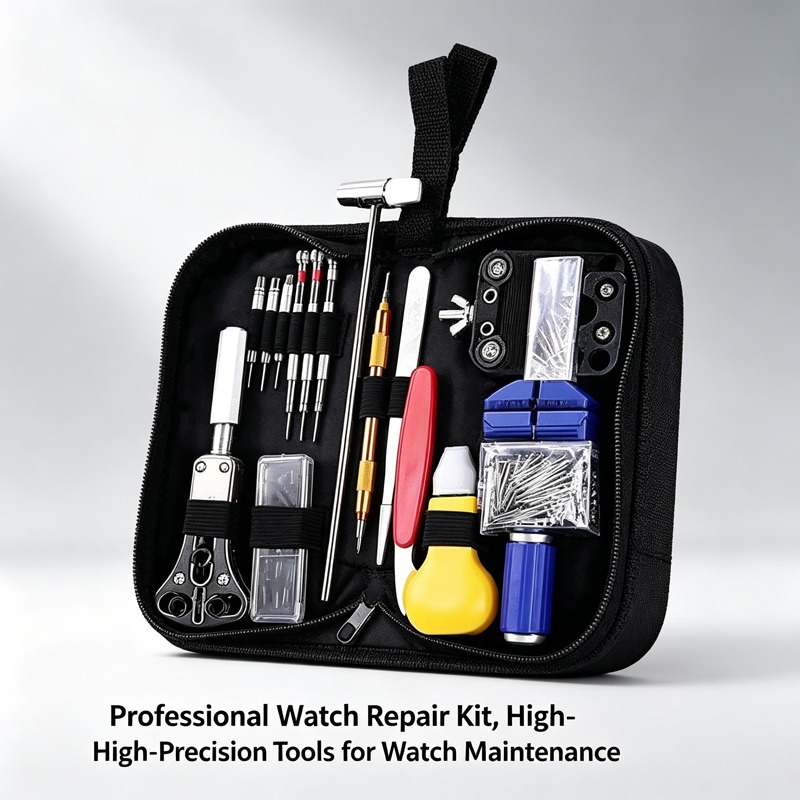 Tool Kit Strap Change - 147個の時計修理ツールセット時計職人用プロフェッショナルキット、電池交換、ストラップ調整、裏蓋オープナー用