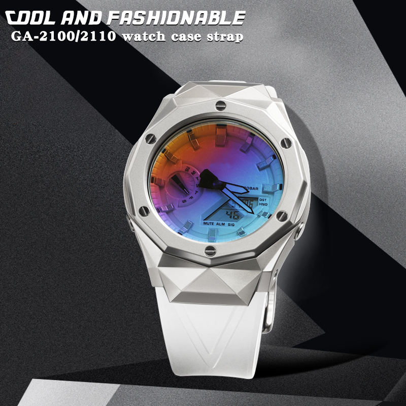 Smartwatch Store - ゴム製腕時計部品,yb modキット,ga2100用ビッグバンメタルケース,ステンレス鋼,GA-2100 2110