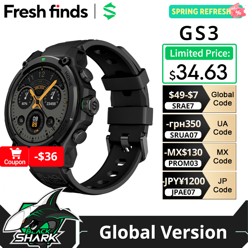 Smartwatch Face - 【世界初公開】Blackshark GS3スマートウォッチ グローバル版 1.43インチAMOLEDディスプレイ GPS衛星測位 21日間バッテリー持続