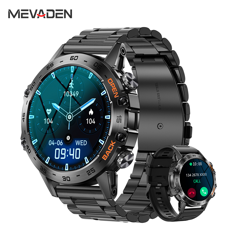 Smartwatch Face - MEVADEN スチール製1.39インチメンズ高級スマートウォッチ Bluetooth通話対応 スポーツフィットネストラッカー 健康管理スマートウォッチ 男性用