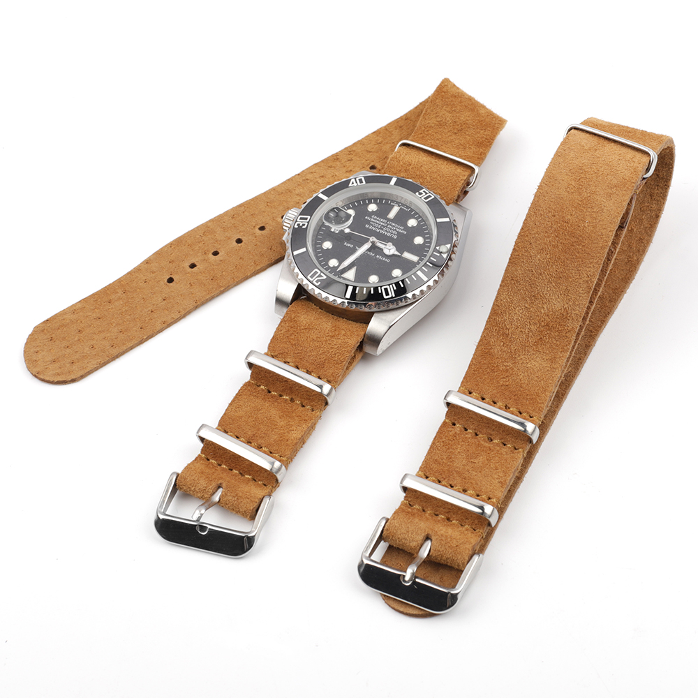 Nylon Nato Strap - ソフトレトロスエード本革ストラップスポーツウォッチバンド 18 ミリメートル 20 ミリメートル 22