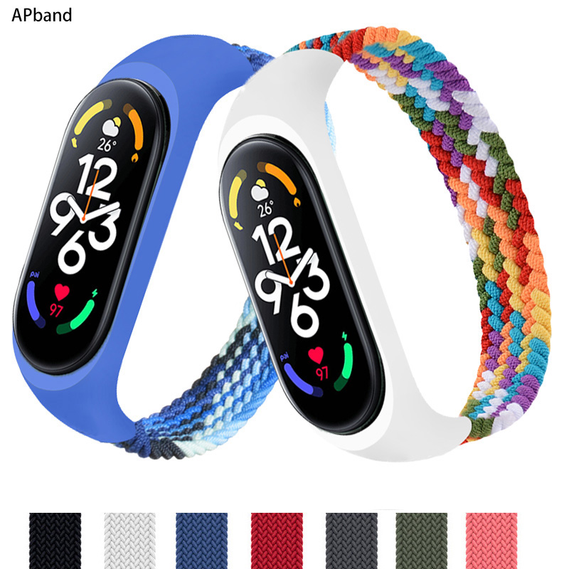 Solo Loop Strap - Xiaomi mi band 5および3用のナイロンストラップ,xiaomi mi band4およびmiband5用の編みこみストラップ