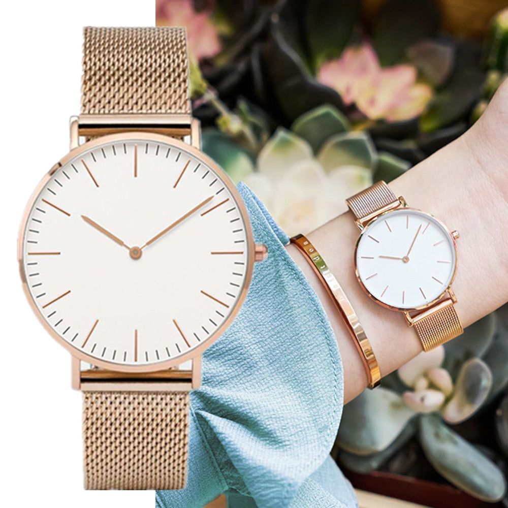 Stainless Mesh Band - 女性用ステンレスメッシュ腕時計,クォーツ腕時計,シンプル,カジュアル,女性用時計,ギフト,トップブランド,高級,ファッション