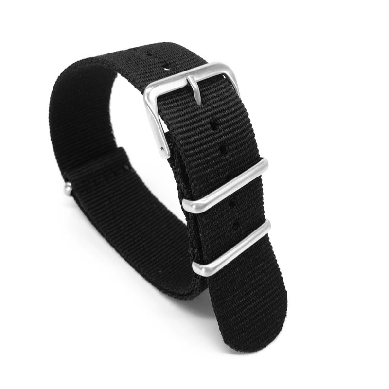 Nylon Nato Strap - ブラックナイロンストラップ 16 ミリメートル 18 ミリメートル 20