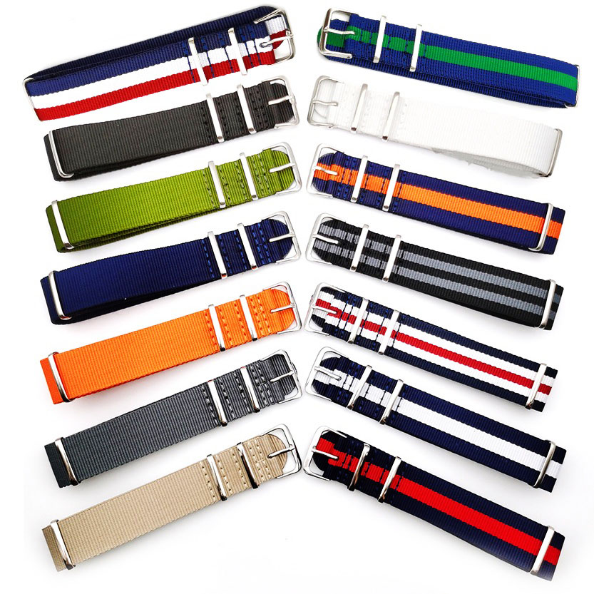 Nylon Nato Strap - キャンバスバンドナイロン時計ストラップ時計バンドベルト金属バックル軍スポーツ時計バンドメンズ 18 ミリメートル 20 ミリメートル 22