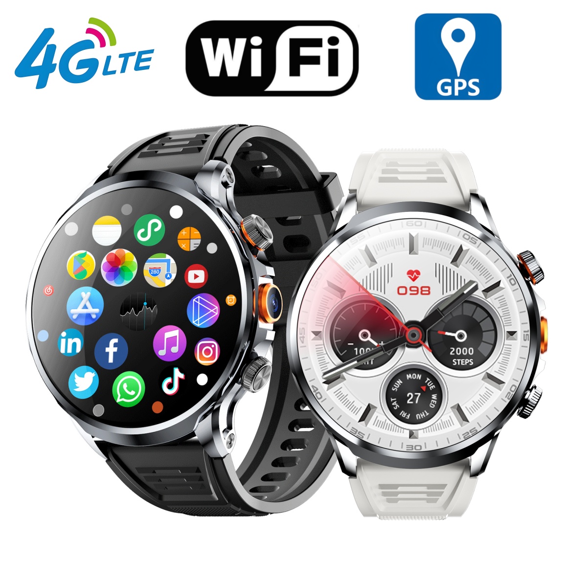 Smartwatch Store - 32+512GB H18 Androidスマートウォッチ 4G LTE 1100mAhバッテリー
