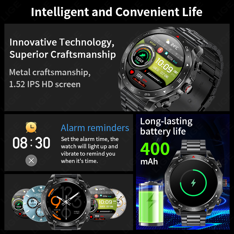 LIGEスマートウォッチ、イヤホン付きBluetoothヘッ - Smartwatch Headset のレビューと価格