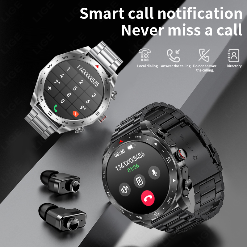 LIGEスマートウォッチ、イヤホン付きBluetoothヘッ - Smartwatch Headset のレビューと価格