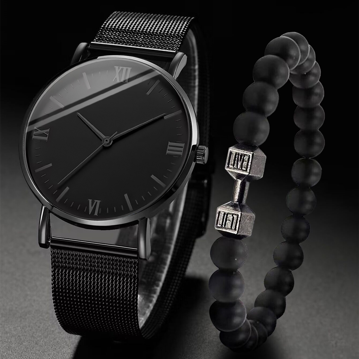 2 個メンズ腕時計ファッションローマクォーツ時計スチールメッ - Stainless Mesh Band のレビューと価格