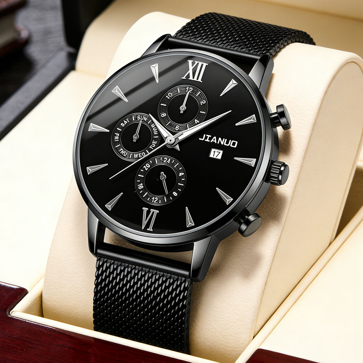トレンディなカジュアルメンズミラノメッシュベルトウォッチファ - Stainless Mesh Band のレビューと価格