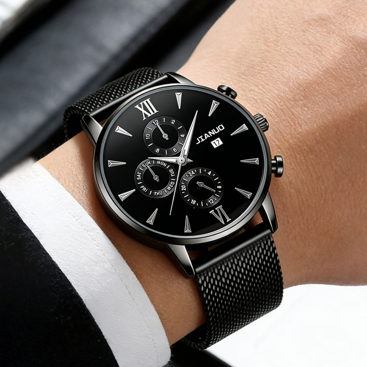トレンディなカジュアルメンズミラノメッシュベルトウォッチファ - Stainless Mesh Band のレビューと価格