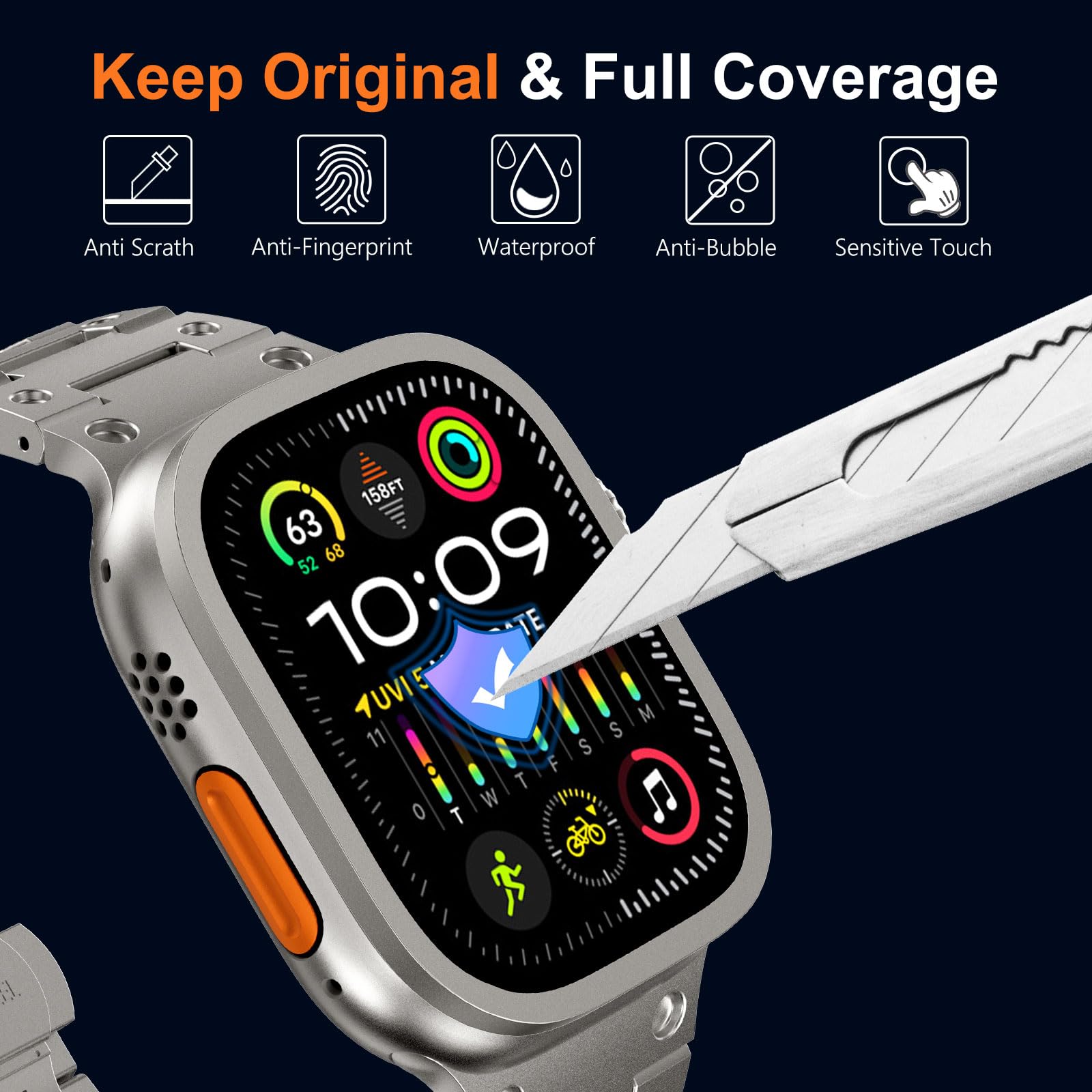 Apple Watch用の傷防止強化ガラス,チタンメタルフレ - Smart Watch Accessories のレビューと価格