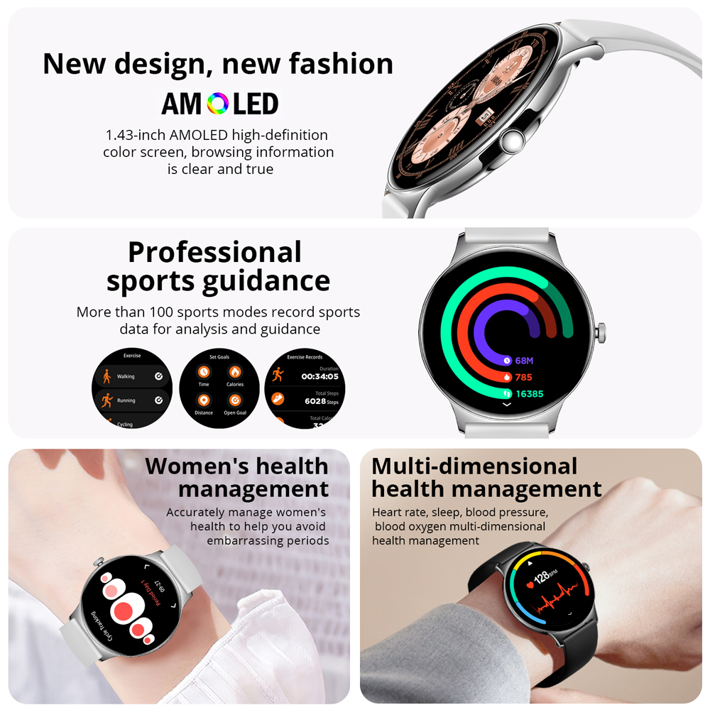 COLMI-女性用コネクテッドウォッチ,防水,1.43インチ - Smartwatch Face のレビューと価格