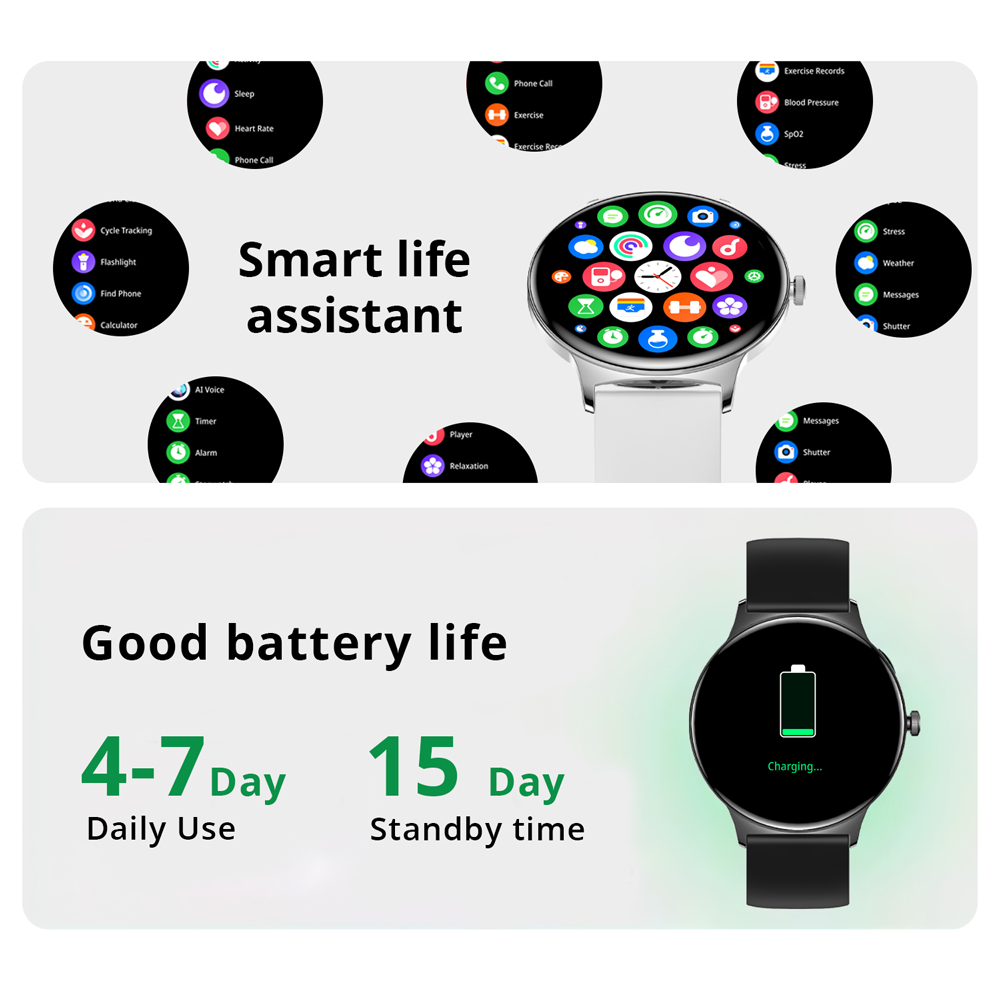 COLMI-女性用コネクテッドウォッチ,防水,1.43インチ - Smartwatch Face のレビューと価格