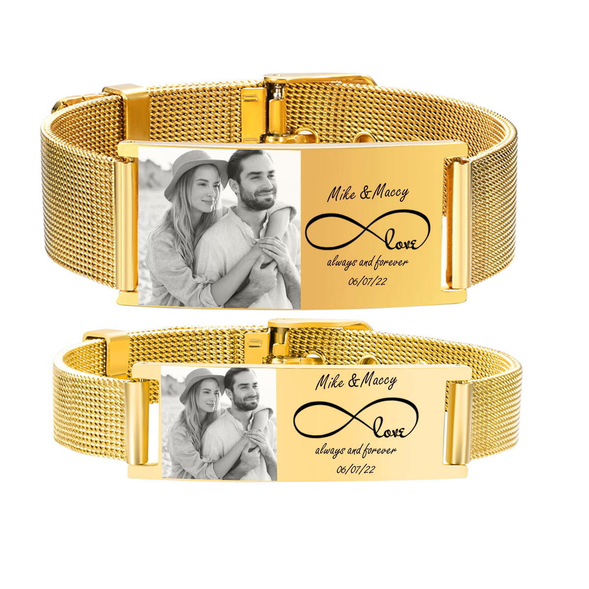 男性と女性のためのパーソナライズされた時計ブレスレット,調整 - Stainless Mesh Band のレビューと価格