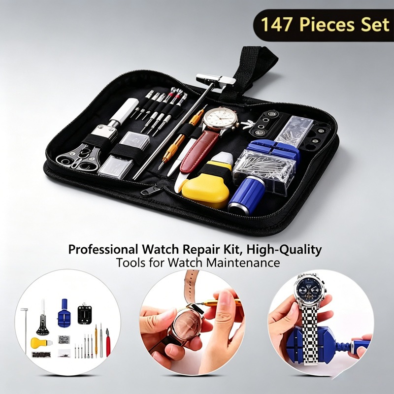 147ピース時計修理ツールセット、プロ用時計職人キット、電池 - Tool Kit Strap Change のレビューと価格