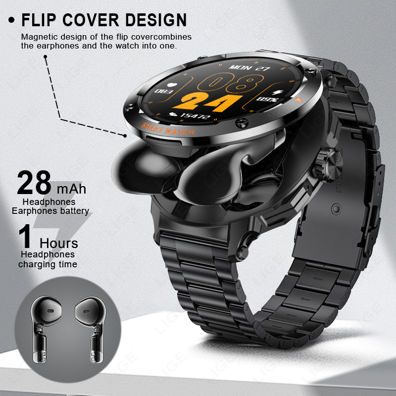 新しいメンズ 2 で 1 ヘッドセットスマートウォッチ Bl - Smartwatch Headset のレビューと価格