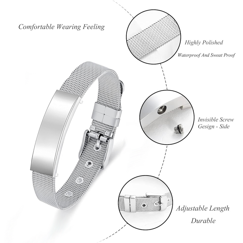 火葬ジュエリー骨壷ブレスレット e 女性男性ステンレス鋼調節 - Stainless Mesh Band のレビューと価格