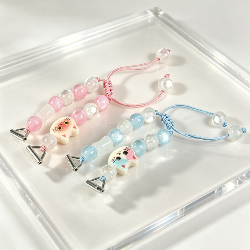 マカロンビーズスマートウォッチストラップ漫画猫織りバンドユニ - Smart Watch Accessories のレビューと価格