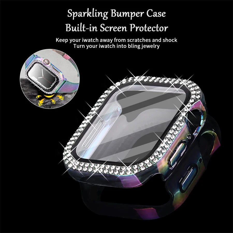 アップルウォッチ用ダイヤモンドカバー,強化ガラスおよびバンパ - Smart Watch Accessories のレビューと価格