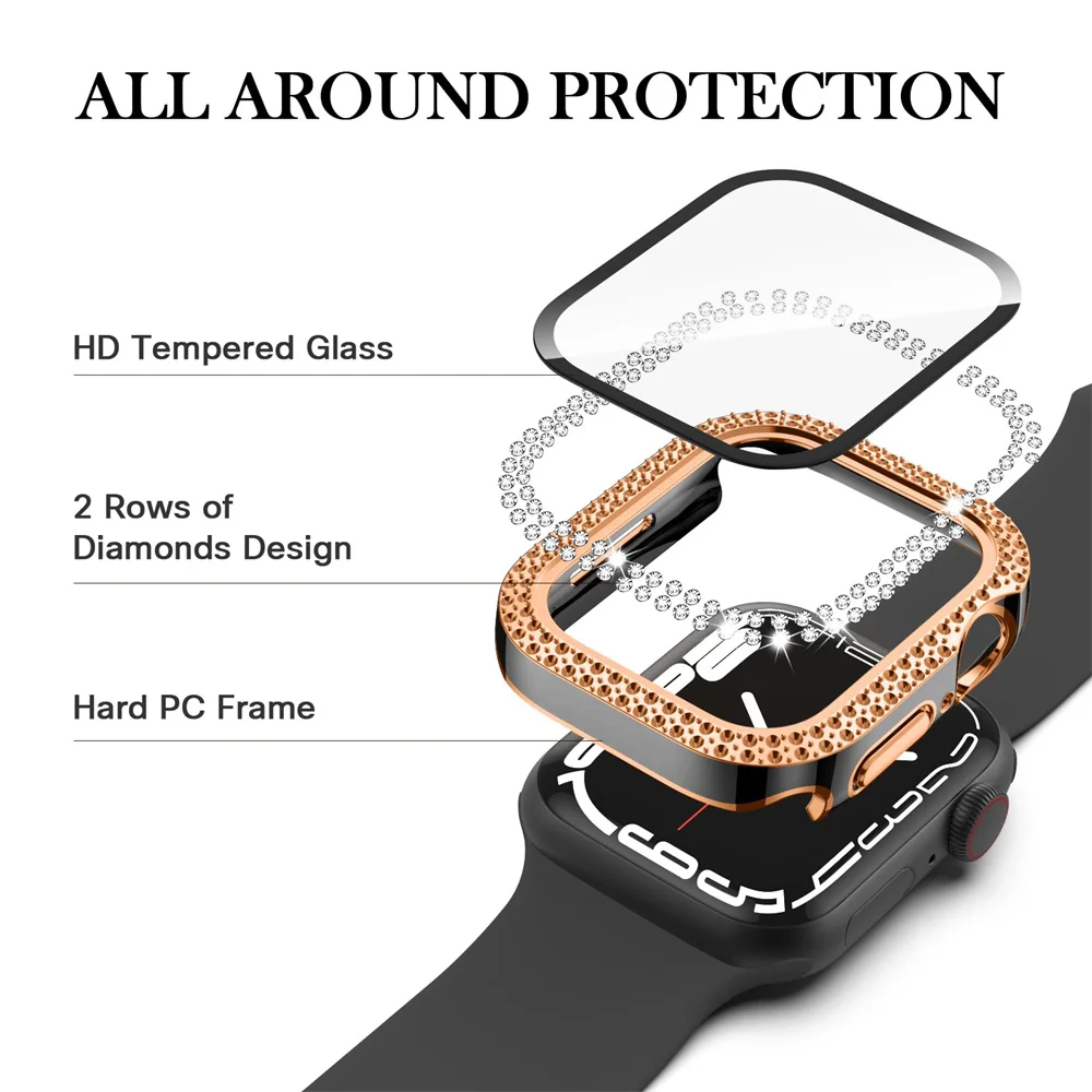 アップルウォッチ用ダイヤモンドカバー,強化ガラスおよびバンパ - Smart Watch Accessories のレビューと価格