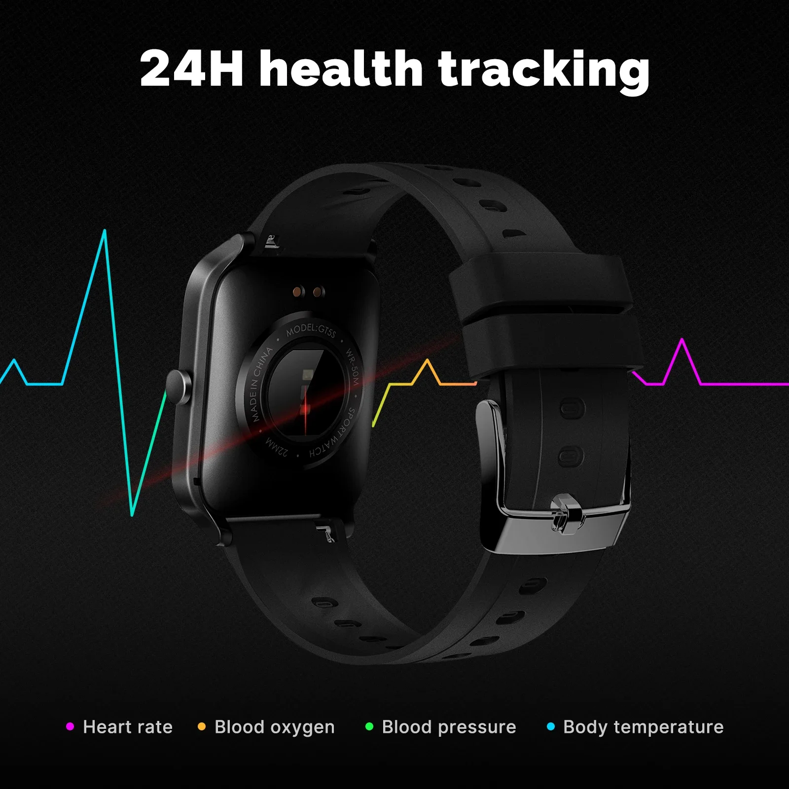 Moes-フィットネストラッカー内蔵のスマートウォッチ、心拍 - Smartwatch Touch のレビューと価格